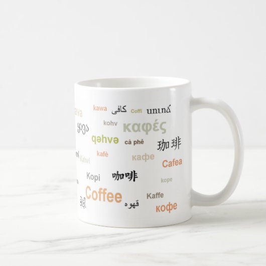 Kaffee der WeltTasse (in den orange Herbst-Farben) Kaffeetasse (Rechts)