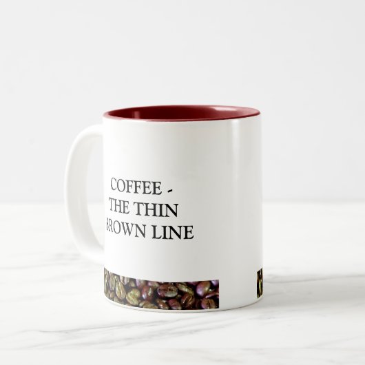 KAFFEE DIE DÜNNE BROWN-LINIE ZWEIFARBIGE TASSE (Vorderseite Links)