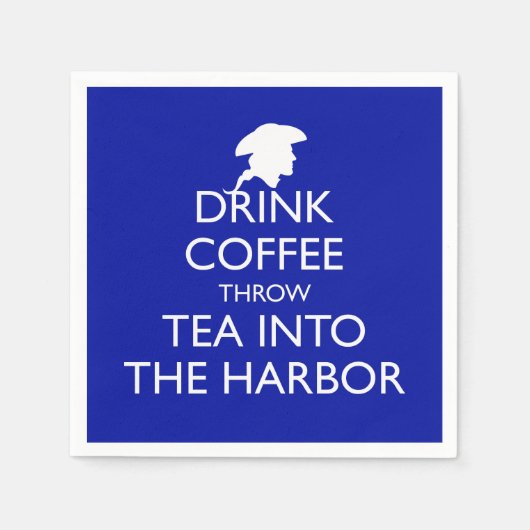 KAFFEE, DIE TEE IN DEN HAFEN GEHEN, blau Serviette (Vorderseite)