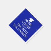 KAFFEE, DIE TEE IN DEN HAFEN GEHEN, blau Serviette (Ecke)