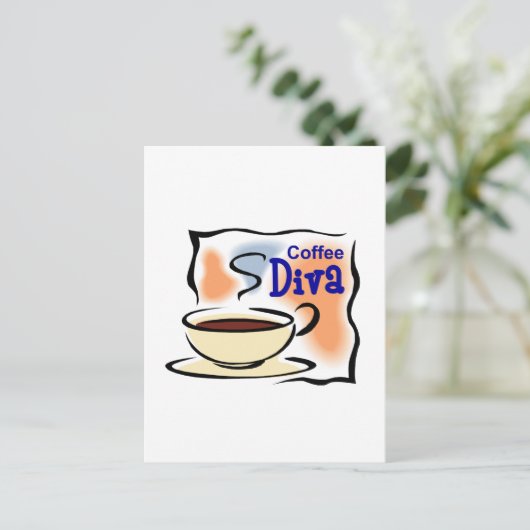 Kaffee Diva Postkarte (Stehend Vorderseite)