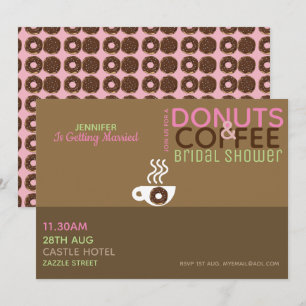 KAFFEE DONUTS Brautdusche Einladung Pink Choc