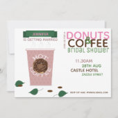 KAFFEE DONUTS Bridal Dusche Einladung Pink Green (Vorderseite)