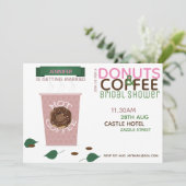 KAFFEE DONUTS Bridal Dusche Einladung Pink Green (Stehend Vorderseite)
