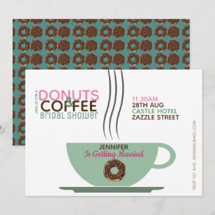 KAFFEE DONUTS Bridal Dusche Einladung Pink Turq