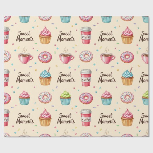 Kaffee, Donuts und Kuchen von Natasha Us Geschenkpapier (Flach)