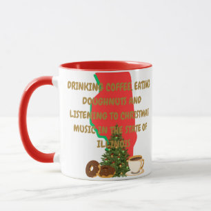 Kaffee, Donuts und Weihnachtsmusik in Illinois Tasse