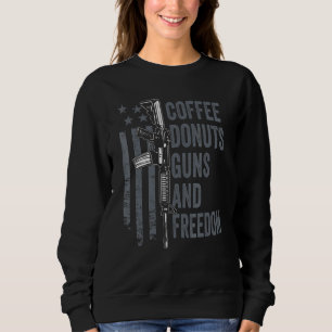 Kaffee Donuts Waffen Freiheit Ar15 USA-Flagge Waff Sweatshirt