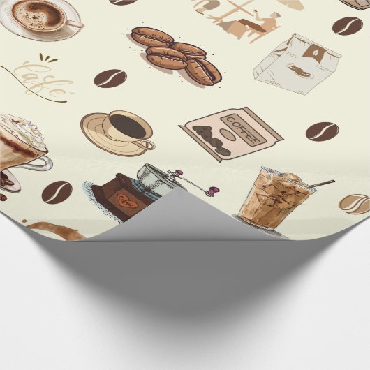 Kaffee Drink Espresso Cappuccino Latte niedlich Geschenkpapier (Ecke)