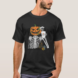 Kaffee Drink Pumpkin Kopf Skelett Halloween Co T-Shirt