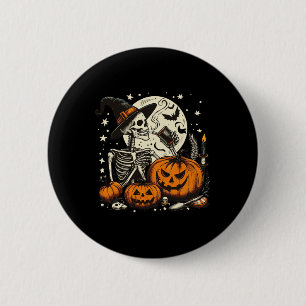 Kaffee Drink Skeleton Kürbiskürbis Halloween Kostü Button