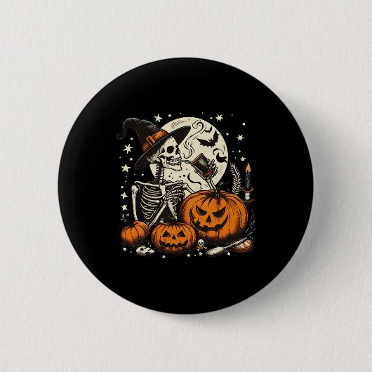Kaffee Drink Skeleton Kürbiskürbis Halloween Kostü Button (Vorderseite)