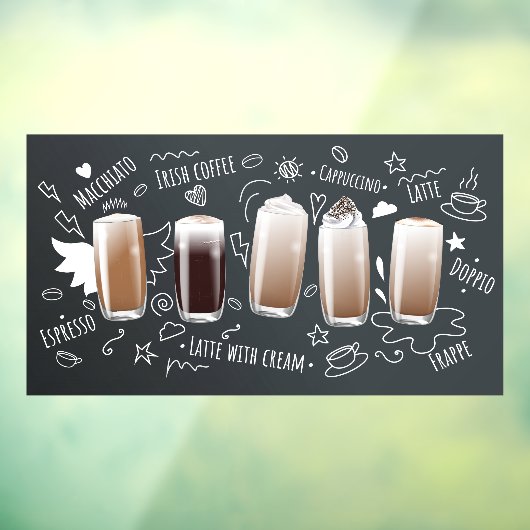 Kaffee Drinks realistische Coffee Shop Chalkboard Fensteraufkleber (Blatt 3)