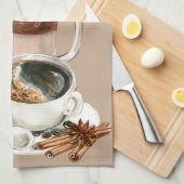 Kaffee Drinks Vignette schwarz, Spezialität Geschirrtuch (Viertel Falte)