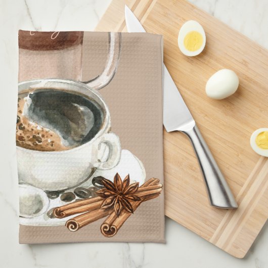 Kaffee Drinks Vignette schwarz, Spezialität Geschirrtuch (Viertel Falte)