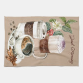 Kaffee Drinks Vignette schwarz, Spezialität Geschirrtuch (Horizontal)