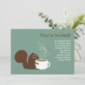 Kaffee-Eichhörnchen-Party-Mitteilung Einladung (Stehend Vorderseite)