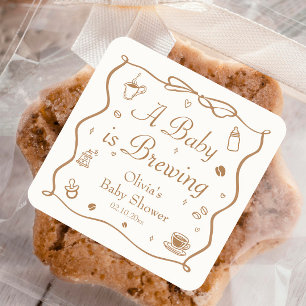 Kaffee - Ein Baby Braut Baby Shower Quadratischer Aufkleber