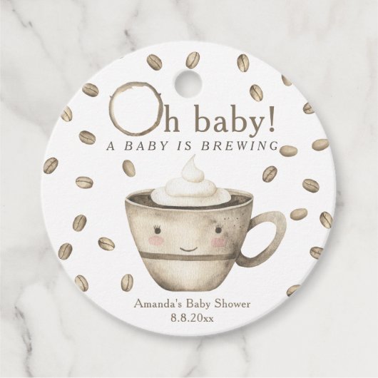 Kaffee Ein Baby braut Babydusche Geschenkanhänger (Vorderseite)