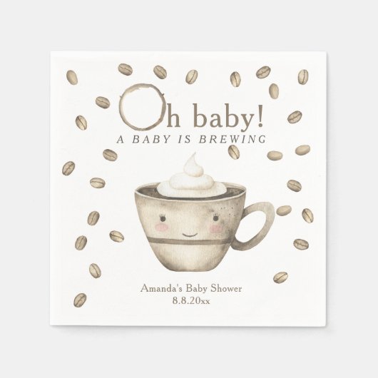 Kaffee Ein Baby braut Babydusche Serviette (Vorderseite)