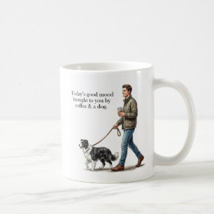 Kaffee & ein Border Collie machen den heutigen Tag Kaffeetasse