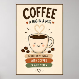 Kaffee Ein Umarmung In Einer Tasse 16x24 Poster
