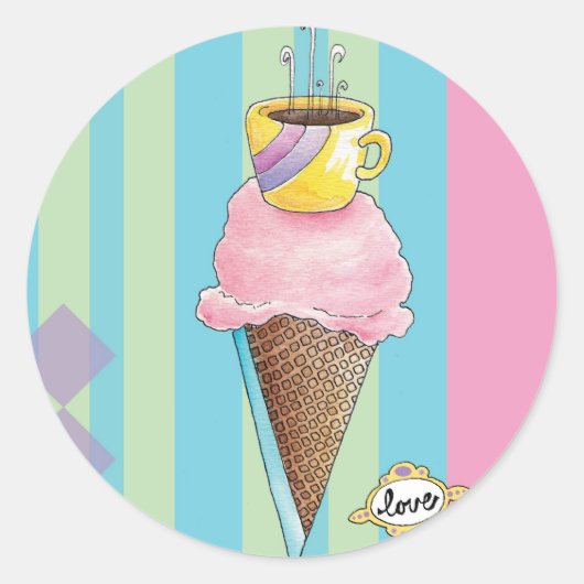 Kaffee + Eiscreme = Liebe Ein Traumabend Runder Aufkleber (Vorderseite)