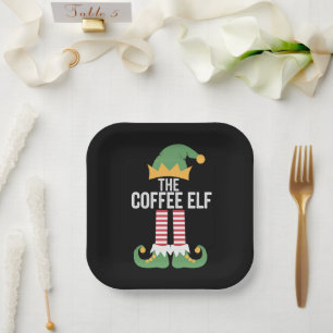 Kaffee Elf Familie Matching Group Weihnachten Pappteller