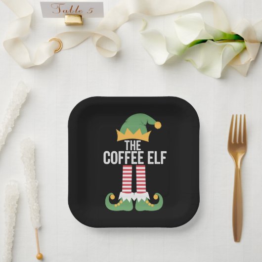 Kaffee Elf Familie Matching Group Weihnachten Pappteller (Hochzeit)