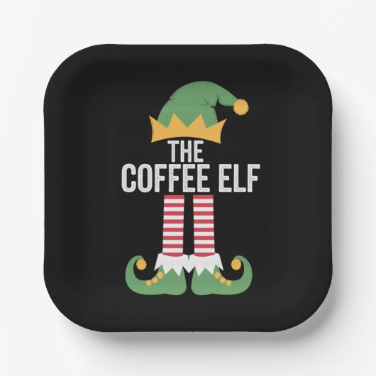 Kaffee Elf Familie Matching Group Weihnachten Pappteller (Vorderseite)