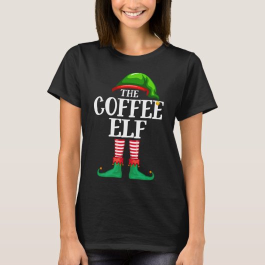 Kaffee Elf Matching Familie Weihnachts Pajama Part T-Shirt (Vorderseite)