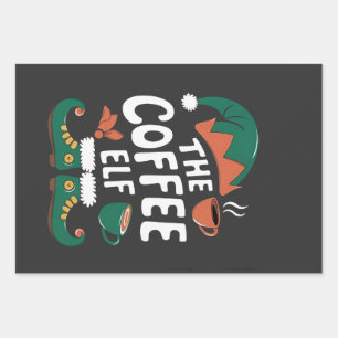 Kaffee-Elf Weihnachten Lustig Koffein Weihnachten Geschenkpapier Set