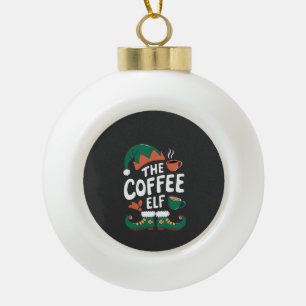 Kaffee-Elf Weihnachten Lustig Koffein Weihnachten Keramik Kugel-Ornament
