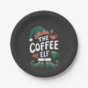 Kaffee-Elf Weihnachten Lustig Koffein Weihnachten Pappteller