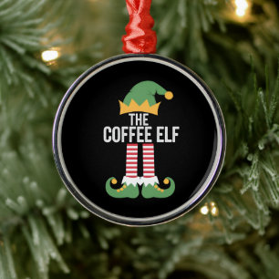 Kaffee-Elfen-Familien-Matching-Gruppe Weihnachten Ornament Aus Metall