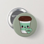 Kaffee Emoji Liebhaber Button (Vorne & Hinten)
