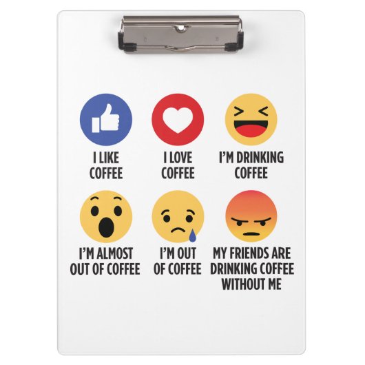 Kaffee-Emoticons Klemmbrett (Vorderseite)