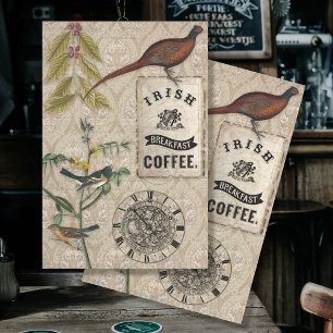 Kaffee Ephemera Bird Pheasant Masculine Decoupage Seidenpapier