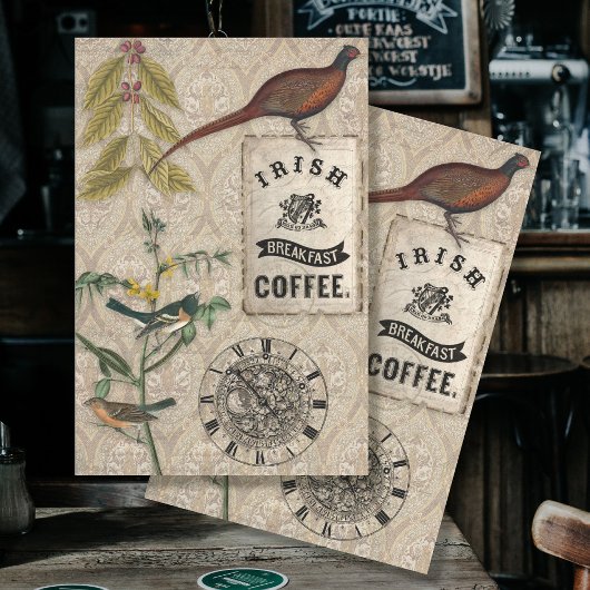 Kaffee Ephemera Bird Pheasant Masculine Decoupage Seidenpapier