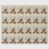 Kaffee Ephemera Wasserfarbe Collage Geschenkpapier (Flach)