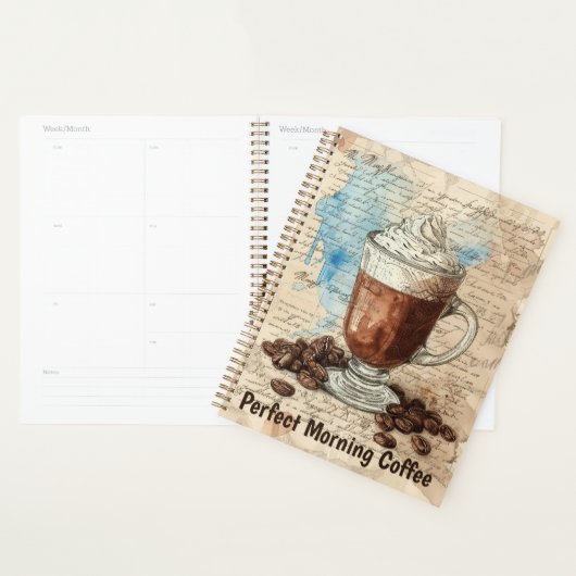 Kaffee Ephemera Wasserfarbe Collage Planer (Anzeige)