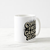 Kaffee Erste Bewertung Zweiter lustiger Lehrer Kaffeetasse (VorderseiteRechts)