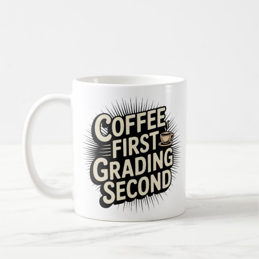 Kaffee Erste Bewertung Zweiter lustiger Lehrer Kaffeetasse (Links)