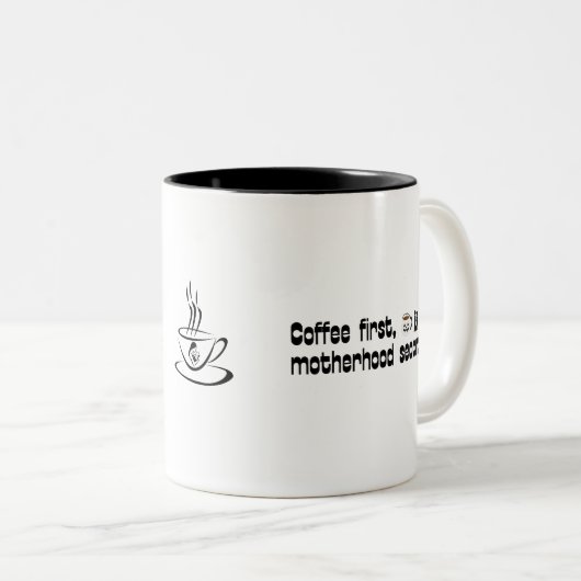 Kaffee Erste Mutterschaft Zweite - Fette Typografi Zweifarbige Tasse (VorderseiteRechts)