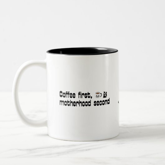 Kaffee Erste Mutterschaft Zweite - Fette Typografi Zweifarbige Tasse (Links)