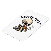 Kaffee Erste Spooky Halloween Skelett Koffein Magnet (Linke Seite)