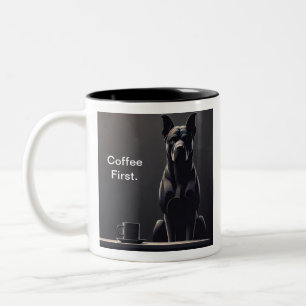 Kaffee Erster schwarzer Hund Zweifarbige Tasse