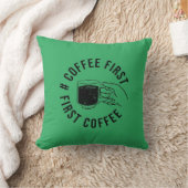 Kaffee erster T - Shirt Kissen (Decke)