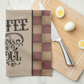 Kaffee erwärmt das Soul - primitiver Stil Geschirrtuch (Viertel Falte)