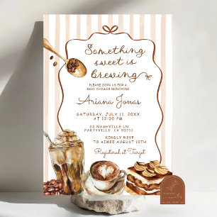 Kaffee Etwas Süßes ist das Brewing Baby Shower Einladung